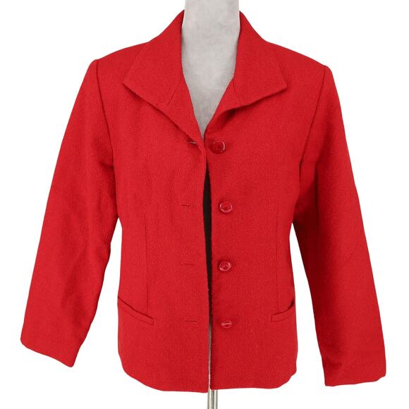 Coldwater Creek Jacket Womens Large Red Tweed Lined Blazer Pockets Career - Picture 2 of 16